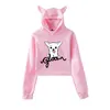 Hoodies للنساء بلوزات الكآبة الشعار Pullover Hoodie Merch for Girls Cat Ear Crop Top Youth