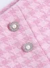 Kvinnors sp￥rningsdr￤kter Shorts Set Womens Outfits Elegant Houndstooth Tweed Set Croped Blazer och High midje Skort False Bejeweled Button 2 Pie