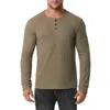 Męskie swetry męskie wiosenne koszulki męskie mody mody henley kołnierz długie rękaw męskie bawełniane szczupłe dopasowanie wygodne swobodne koszulki ubrania