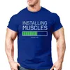 남성용 티셔츠 근육 인쇄 피트니스 티셔츠 남성 반팔 블랙 화이트 그레이 편안한 통기성 셔츠 대형 티셔츠