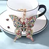 Tatlı Büyük Rhinestone Kelebek Anahtarlık Sevimli Moda Kristal Böcek Charm Kolye Çanta Aksesuarları Anahtar Yüzük Takı