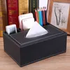 PU lederen tissue doos cover bureau make -up cosmetische organisator externe controller telefoonhouder thuiskantoor papier papieren servet 220523