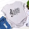 Summowa grafika codziennie regularna swobodna nuta muzyczna z krótkim rękawem Drukuj Kobiety Kobiety Vintage Streetwear Lady O-Neck Tees Top 220511