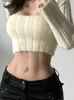 Womengaga Long Sleeve Top Feminine短いセーターニットトップタイトウエストセクシーな韓国の女性プルオーバーDFD6 220815