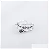Cluster Rings Jewelry Wholesale- 925 Sterling Sier For Women Obsidian Leaf Double Layer Thai Opening Index Finger Dh4Vv