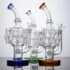 Blaugrüner Bernstein Recycler Bong Shishs Oktopus Arme Gla Bongs Matrix Percolator Wasserrohre