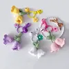 El yapımı örme çiçek anahtarlık moda ipliği tığ işi çan orkide çiçek kadın araba anahtarlık anahtarlık sırt çantası çanta kolye takı hediyesi