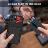 Armor Card Slot Cases Heave Duty Hybrid stötsäker Kickstand Protective Phone Cover för iPhone 14 13 12 11 Pro Max XR