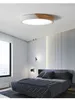 Ceiling Lights LED Modern Nordic Round Lamp Wooden Home Living Room Bedroom Lustre Lamp Mounted Lighting Fixture Remote Control