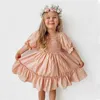 2022 nouvelle robe d'été florale pour filles fleur manches bouffantes Style français pour enfants enfants coton mélange robes 1027 E3