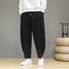 Bawełniany lniany Casual Harem Pants Men Joggers Man Summer Spodni męski chiński styl workowate spodnie harajuku ubrania 220816
