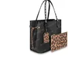 2022 Tote Handbag Women Totes Handväskor Purses Brown Flower Leopard Leather 45856 Shoppingväskor MM Storlek 32/29/17cm #LNF-01-87