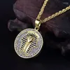 Anhänger Halsketten Trendy Runde Aussage Ägyptischer Pharao Muster Frauen Männer Punk Gold Lange Kette Halskette Hip Hop Schmuck Heal22