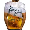 Camisetas masculinas de verão e camisetas femininas de cerveja de moda impressa em 3D mangas curtas Casual Casual Top Clothing