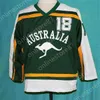 Chen37 C26 NIK1 Australia Retro Hockey Jersey Sewn Green #61 #18 100% Haftowane koszulki Custom Dowolne imię i numer