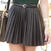Mini jupe plissée en faux cuir pour femme, taille haute, sexy, noire, courte, mode printemps-été, fermeture éclair, dame Faldas 220322