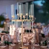 9 Heads gold Metal Candlestick Candelabra Candle Holders Stands Wedding grand event Table Centerpieces Flower Vases Road Lead Party Decoration