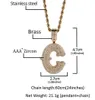 Personalizzato AZ taglio smeraldo completo reale ghiacciato baguette lettere corsive collana con pendente oro argento zirconi uomo donna gioielli hiphop1090397