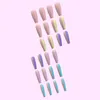 24Pcs Long Ballet V-Shape French False Nails Full Cover Coffin Fake Fingernails Tip for Women Girls DIY Nail Art Salon