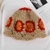 2021 New Panama donna marchio di moda in lana di puro cotone invernale pieghevole cappello a secchiello multicolore lavorato a maglia all'uncinetto cavo
