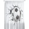 Gardin draperar fotbollsväggsprickor fotboll ren gardiner modern gasväv för vardagsrum sovrum voil garn gardinbanor