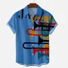 Koszule moda dla mężczyzn element rogu muzycznego wydrukowany projektant z krótkim rękawem Camisa Masculina plus rozmiar 5xl 6xl swobodna koszula 220322