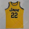 2023 النساء النهائي أربعة 4 جيرسي جديد NCAA Iowa Hawkeyes كرة السلة 22 Caitlin Clark College Size Youth White Yellow Collor