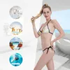 Bikini Donna seni piccoli raccolti Costume da bagno da donna a vita bassa sexy Costume da bagno bikini senza schienale Costume da bagno da spiaggia