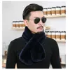 Мужской настоящий рекс меховой шарф -шарф унисекс зимний теплый шейный щит темно -синий мороз черные подарки