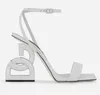 Summer Luxury Brands Patent Leather Sandals Shoes Pop Heel Silver-plated Carbon Black White Pumps Gladiator Sandalias With Box