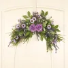 装飾的な花の花輪人工ローズデイジーフラワースワッグリンテルスプリングスワッグフロントドアウェディングアーチdocorativeのための素朴な花
