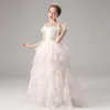 New Year's Rose Flower Dresses For Wedding Off Shoulder Cap Sleeves Tutu Lace First Holy Communion Kids Prom Dress Girls Pageant Gowns 403