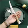 Zestaw stołowych Cutlery Złoty Ze Stali Nierdzewnej Obiadowa Sierware Kompletne widły łyżki noże 0221 Drop Dostawa 2021 Forks Flatware Zestaw