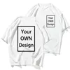 Merek desain anda sendirigambar dikirim kustomisasi tshirt pria wanita 100% katun musim panas atasan ukuran plus diy 220613