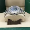 Diamante Full Blue Pearl Watch Presidente 128238 43mm Branco de Gold Men Wristwatch Box