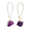 Olika formade Natural Charm Amethyst Crystal örhängen Fashionabla enkla fancy örhängen för kvinnor