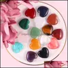 Stone Loose Beads Jewelry Natural Non-Porous Heart 20Mm Pink Rose Quartz Ornaments Hand Handle Pieces Diy Necklace Accessories D Dhoj9