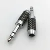 Andra belysningstillbehör 1st. Real Rhodium Plated Carbon Fiber 6.35mm Stereo 3 Pole Male Plug Right Audio Connector Lödning för 6mm /