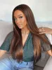 TB Brown Lace Front Straight Human Hair x HD al Wig Ombre Brazilian Virgin s For Women 220606