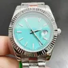 St9 Steel News Men Watches Baby Blue Dial New Automatic Mechanics 41MM الياقوت الزجاج المقاوم للصدأ الرجال ووتش