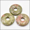 الفنون والحرف 25 ملم تنوع بلورات الحجر الطبيعي Gogo Donut Charms Rose Quartz Beads for Lucky Jewelry Making Sports2010 DH2ES