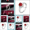 Anéis de anéis solitados para mulheres zirconia cúbica porcelana de casamento por atacado Crystal Red Sier Diamond Gemstone Drop de Sexyhanz Dh2cf