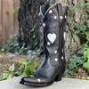 Cowgirl Women Western Boots With Heart Brand Cowboy Hafted Comfy Fashion Midcalf Buty Plus Size 220810