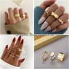 Ringas de banda Knuckle vintage para mulheres bohemian ouro empilhável articulação midi articulação de dedos de borboleta jóias de corrente de cristal Amozq