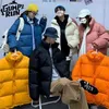 男性のハラジュクカラフルなバブルコート冬用ジャケットメンズストリートウェアヒップホップパーカー韓国ブラック服パフジャケット210913