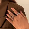 Wedding Rings 12Pcs Hiphop Gold Color Chain Set For Women Girls Punk Geometric Hollow Round Simple Finger 2023 Trend Jewelry PartyWedding