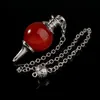 Pendant Necklaces Natural Stone Balance Wicca Reiki Crystal Red Agates Dowsing Pendulum Circular Cone Charms For Men Women Divination Gift