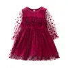 Kız Elbiseleri Pudcoco 18m-6y Elbise 4 Renk Prenses Bebek Çocuklar Kıyafetler Noktalar Baskı Uzun Puf Söcek Çırpma Fırlatma Dantel Dantel Tutu Sundress