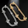 Hip Hop Design Leverancier Iced Out CZ Chunky Custom Choker Cuban Link Chain Butterfly ketting sieraden voor vrouwencadeau