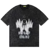Homens lavados t-shirt hip hop harajuku punk rock gráfico impresso t camisa streetwear algodão casual tshirt verão manga curta 220812